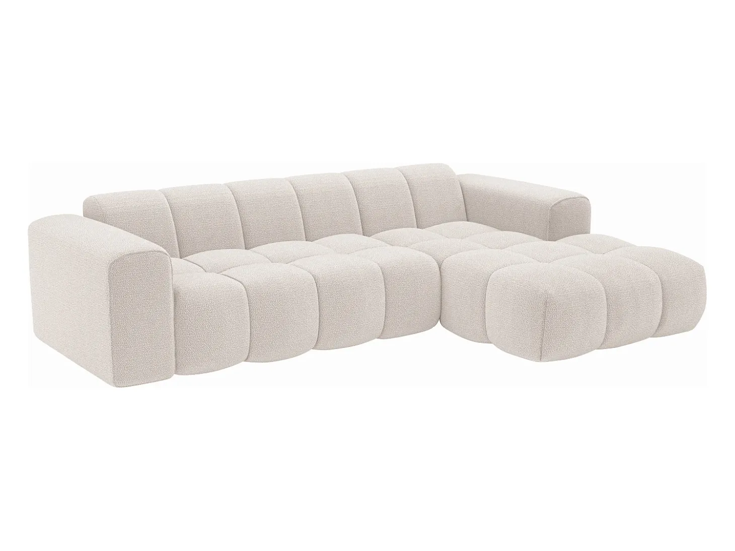 Sofá rinconera derecha en chenilla beige CALESO de Maison Céphy