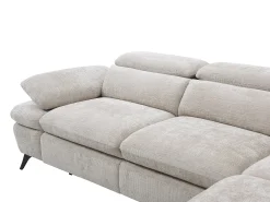 Sofá rinconera derecha en tela texturizada beige con almacenamiento oculto SURDELI