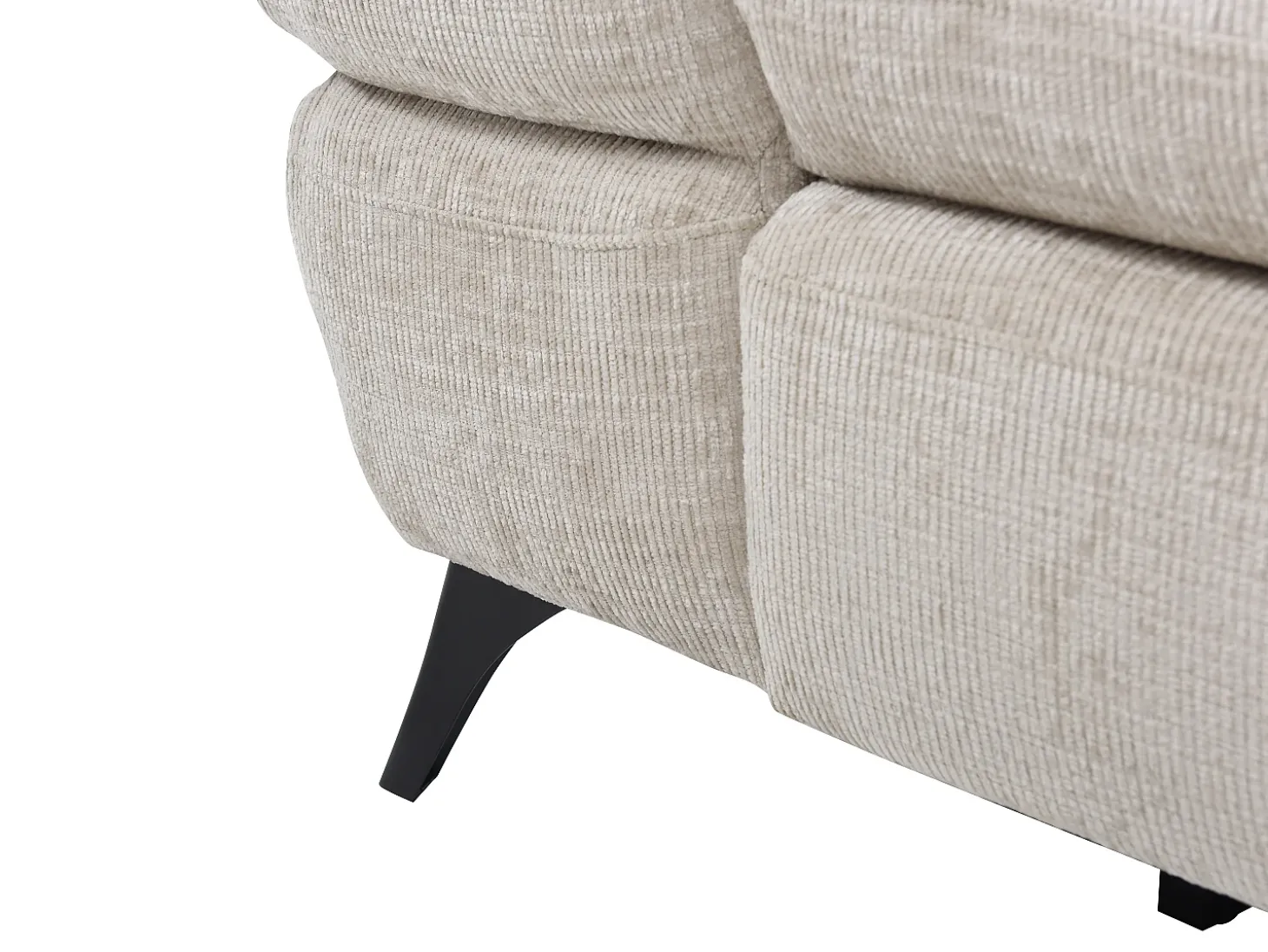 Sofá rinconera derecha en tela texturizada beige con almacenamiento oculto SURDELI