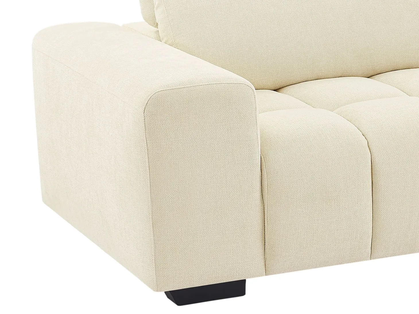 Sofá rinconera derecha en tela texturizada beige LOPONZA