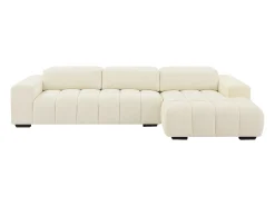 Sofá rinconera derecha en tela texturizada beige LOPONZA