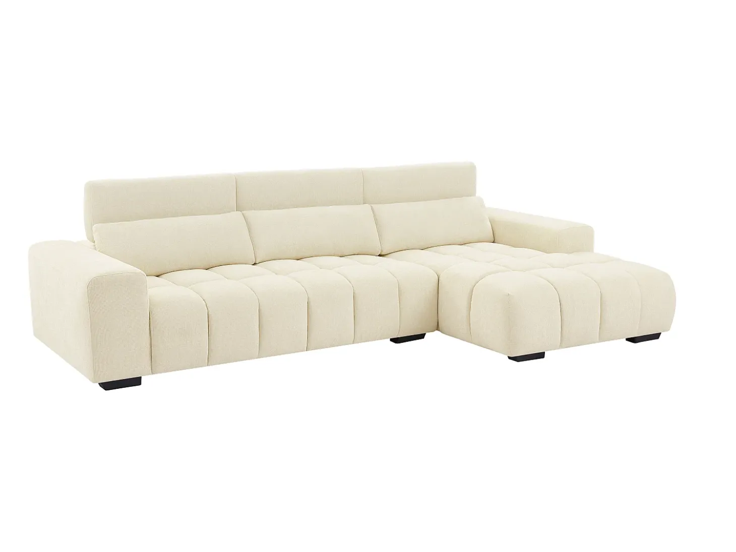 Sofá rinconera derecha en tela texturizada beige LOPONZA