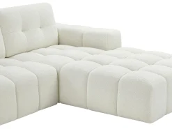 Sofá rinconera derecha en tela bouclé blanco SOPELANA