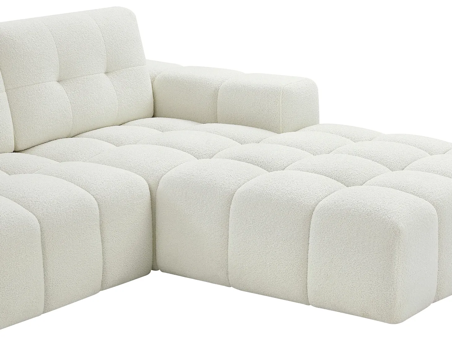Sofá rinconera derecha en tela bouclé blanco SOPELANA