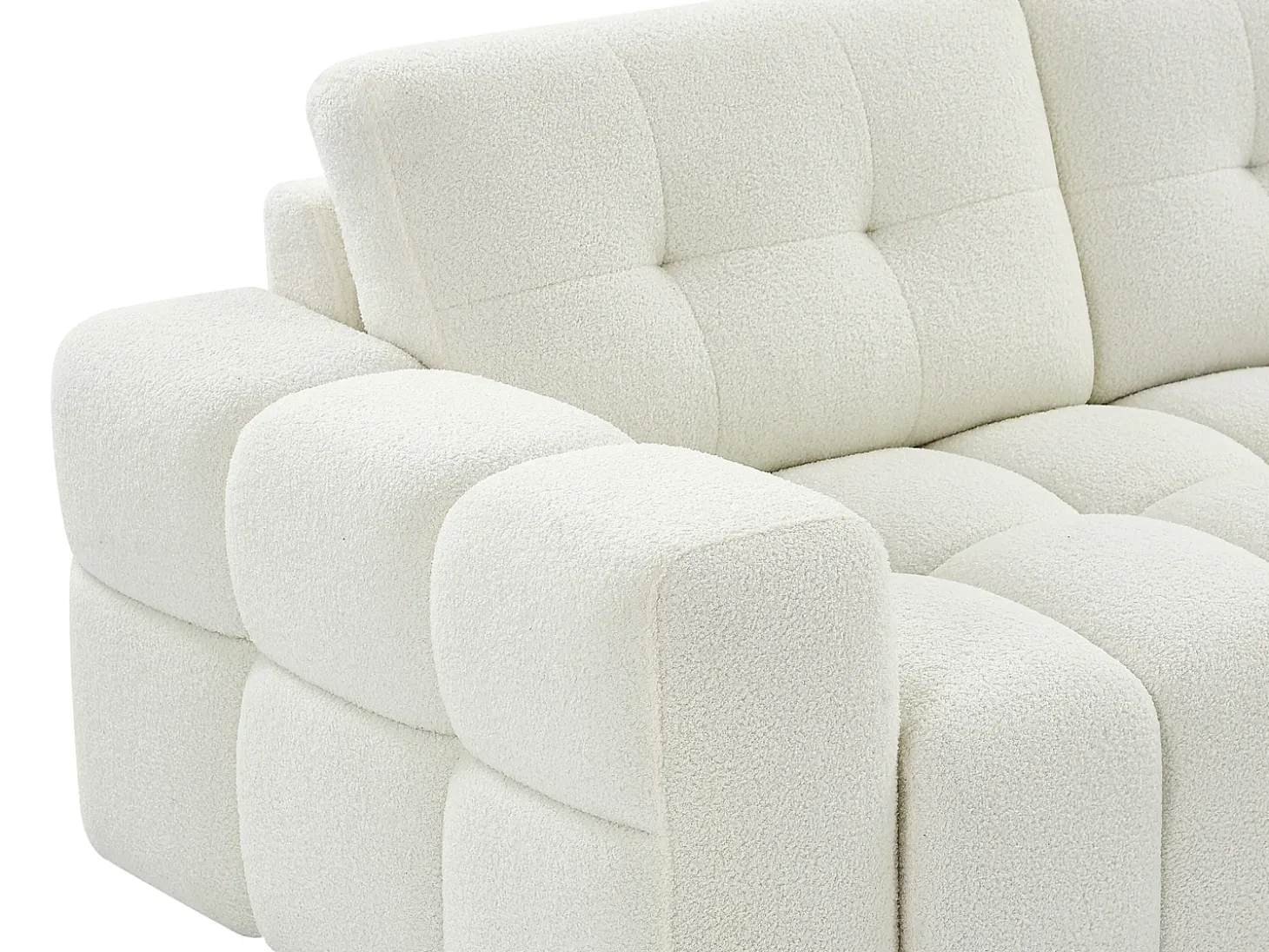 Sofá rinconera derecha en tela bouclé blanco SOPELANA