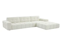 Sofá rinconera derecha en tela bouclé blanco SOPELANA