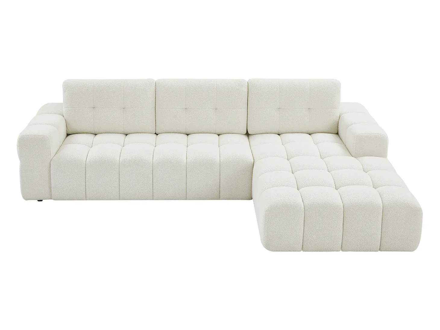 Sofá rinconera derecha en tela bouclé blanco SOPELANA