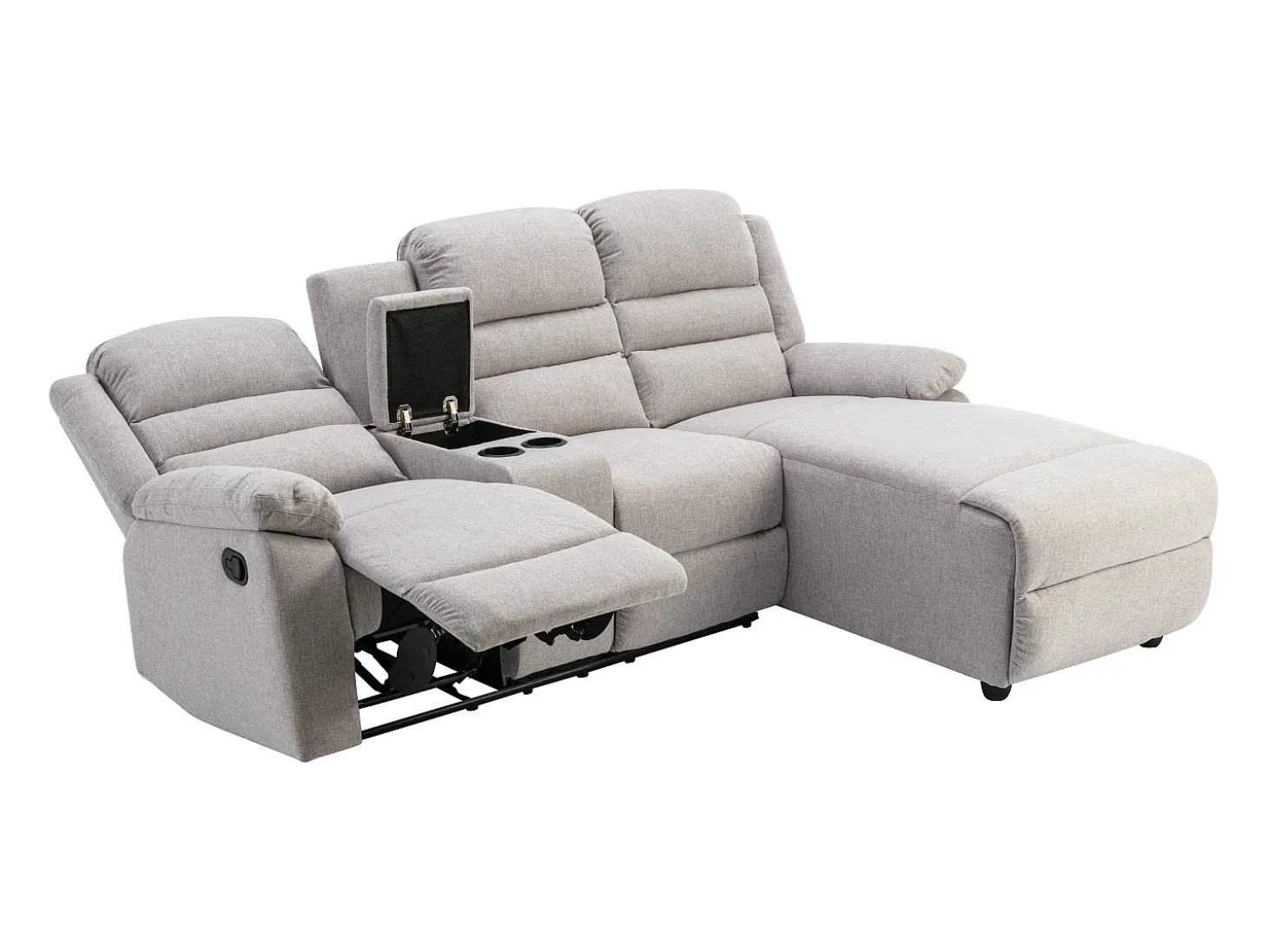 Sofá rinconera derecha relax: manual de tela beige MACEDONIA