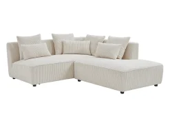 sofá rinconera derecho 4 plazas de pana beige MECODI