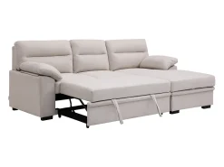 Sofá rinconera derecho convertible de tela beige ULENIO