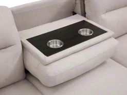 Sofá rinconera derecho convertible de tela beige ULENIO