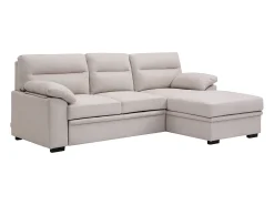 Sofá rinconera derecho convertible de tela beige ULENIO