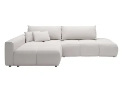 Sofá rinconera izquierda abierto convertible en tela texturizada beige MINTURNO