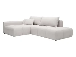 Sofá rinconera izquierda abierto convertible en tela texturizada beige MINTURNO