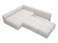 Sofá rinconera izquierda abierto convertible en tela texturizada beige MINTURNO