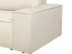 Sofá rinconera izquierda convertible en textura de tela beige AMELIA