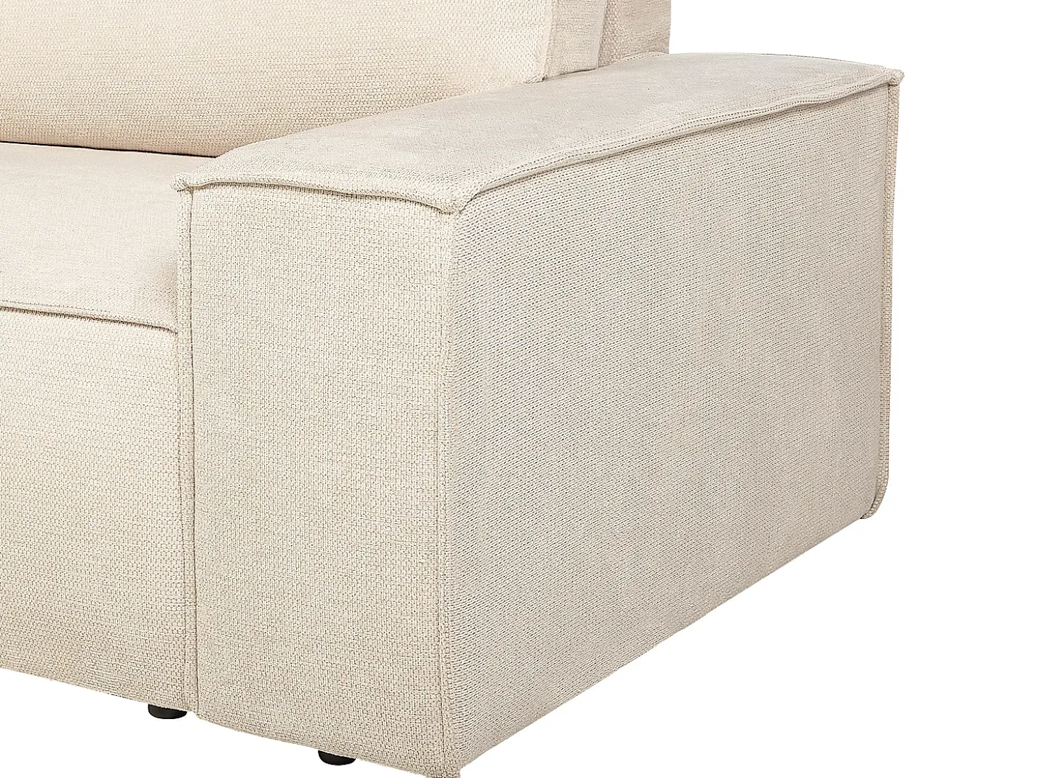 Sofá rinconera izquierda convertible en textura de tela beige AMELIA