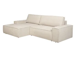 Sofá rinconera izquierda convertible en textura de tela beige AMELIA