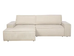 Sofá rinconera izquierda convertible en textura de tela beige AMELIA