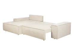 Sofá rinconera izquierda convertible en textura de tela beige AMELIA