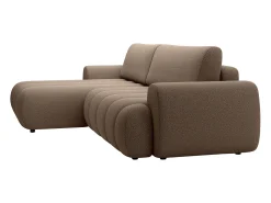 Sofá rinconera izquierda convertible en tela topo 4 plazas FRIDORA