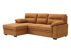 Sofá rinconera izquierda convertible de tela terracota ULENIO