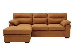 Sofá rinconera izquierda convertible de tela terracota ULENIO