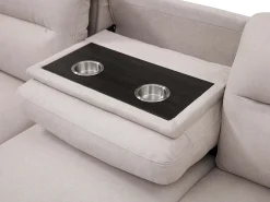 Sofá rinconera izquierda convertible de tela beige ULENIO
