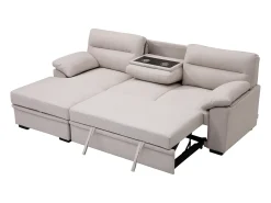 Sofá rinconera izquierda convertible de tela beige ULENIO