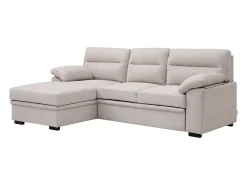 Sofá rinconera izquierda convertible de tela beige ULENIO