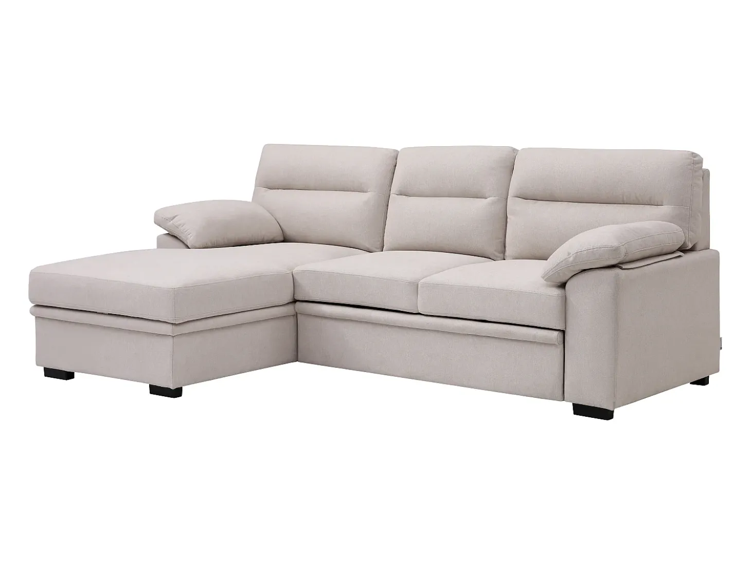 Sofá rinconera izquierda convertible de tela beige ULENIO
