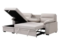 Sofá rinconera izquierda convertible de tela beige ULENIO