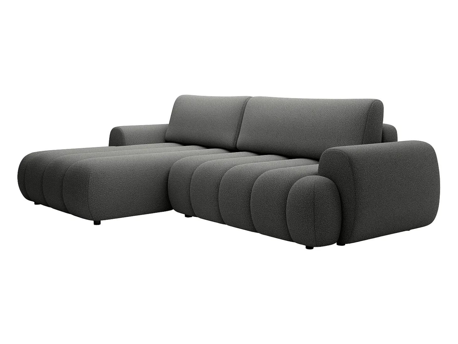 Sofá rinconera izquierda convertible de tela gris 4 plazas FRIDORA