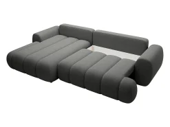 Sofá rinconera izquierda convertible de tela gris 4 plazas FRIDORA