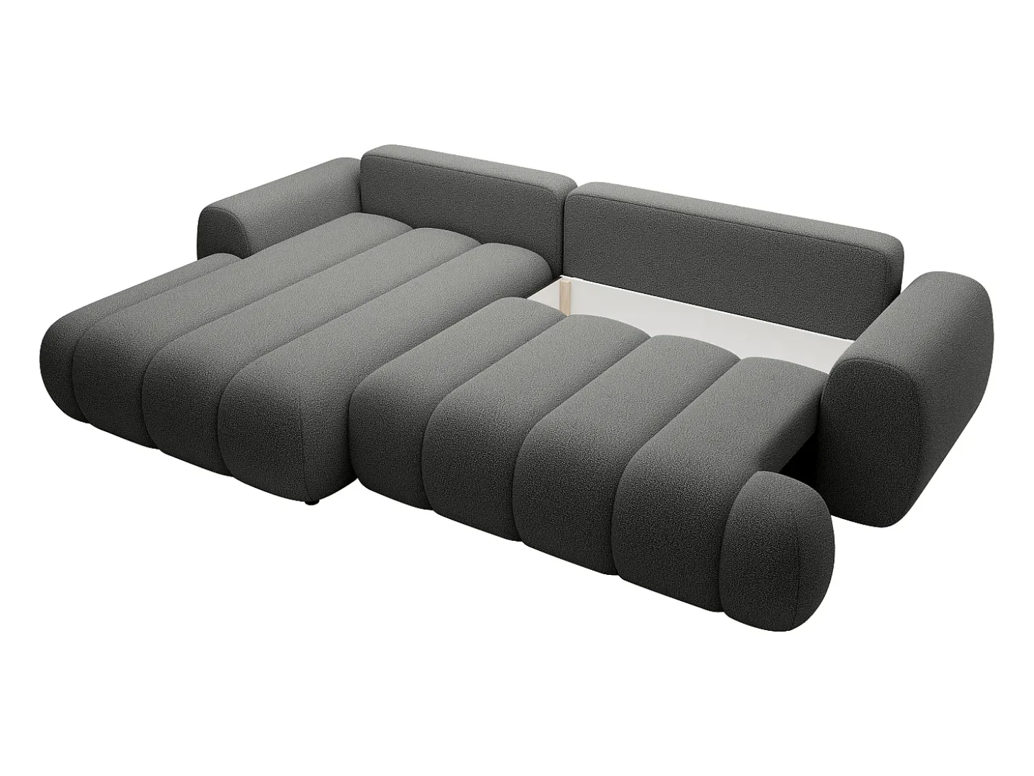 Sofá rinconera izquierda convertible de tela gris 4 plazas FRIDORA