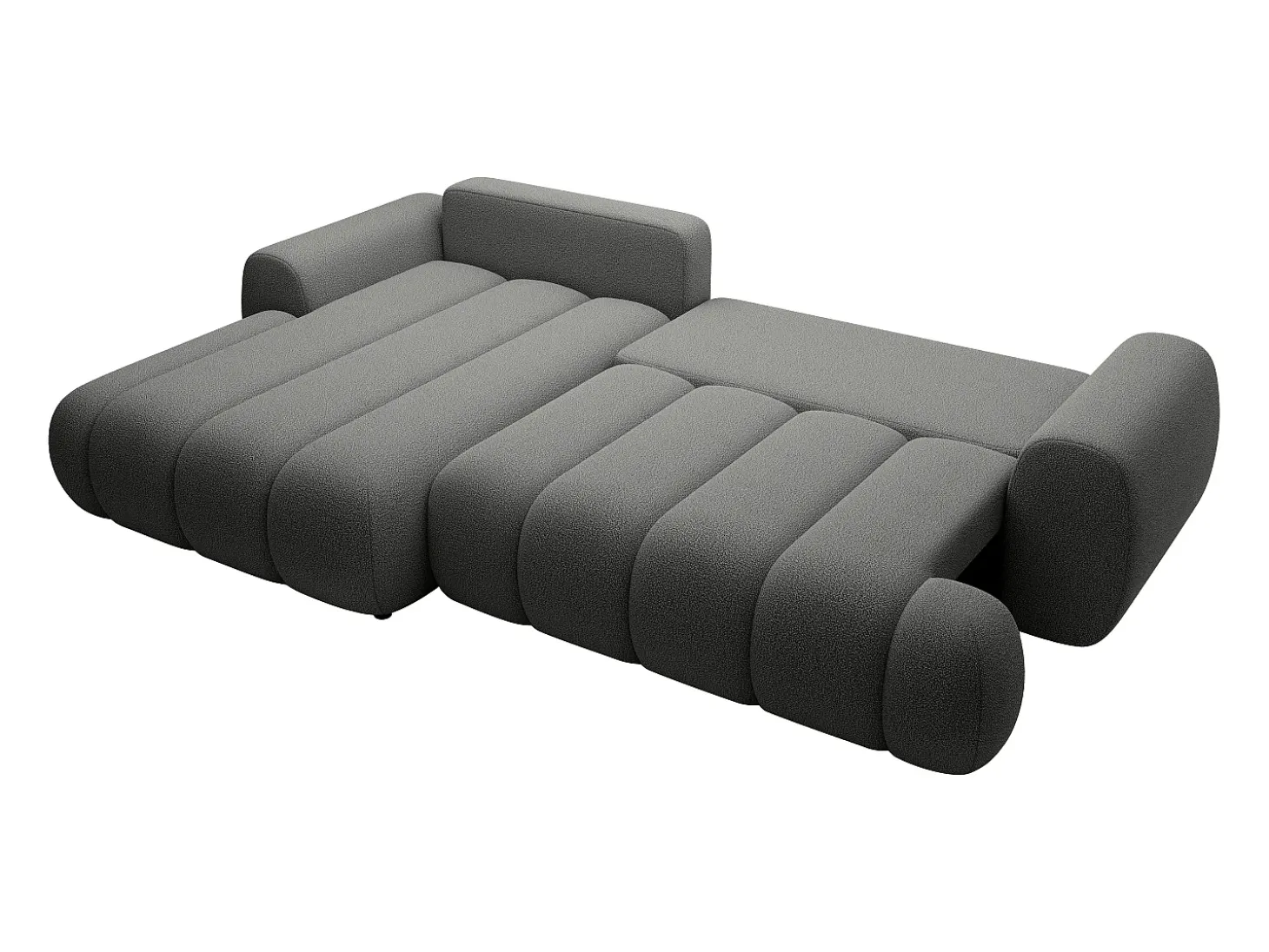 Sofá rinconera izquierda convertible de tela gris 4 plazas FRIDORA