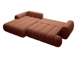Sofá rinconera izquierda convertible en tejido terracota 4 plazas FRIDORA