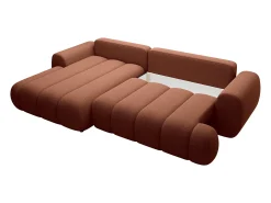 Sofá rinconera izquierda convertible en tejido terracota 4 plazas FRIDORA