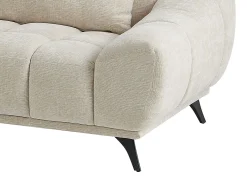 Sofá rinconera izquierda con respaldo reclinable en terciopelo texturizado beige MAVIRO