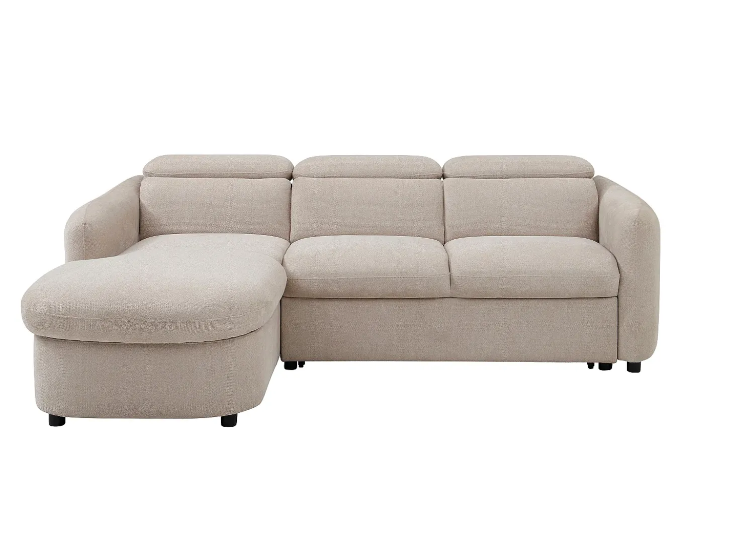 Sofá rinconera izquierda convertible de tela beige RAVIELA