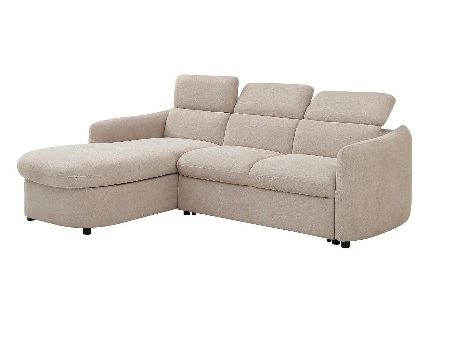 Sofá rinconera izquierda convertible de tela beige RAVIELA