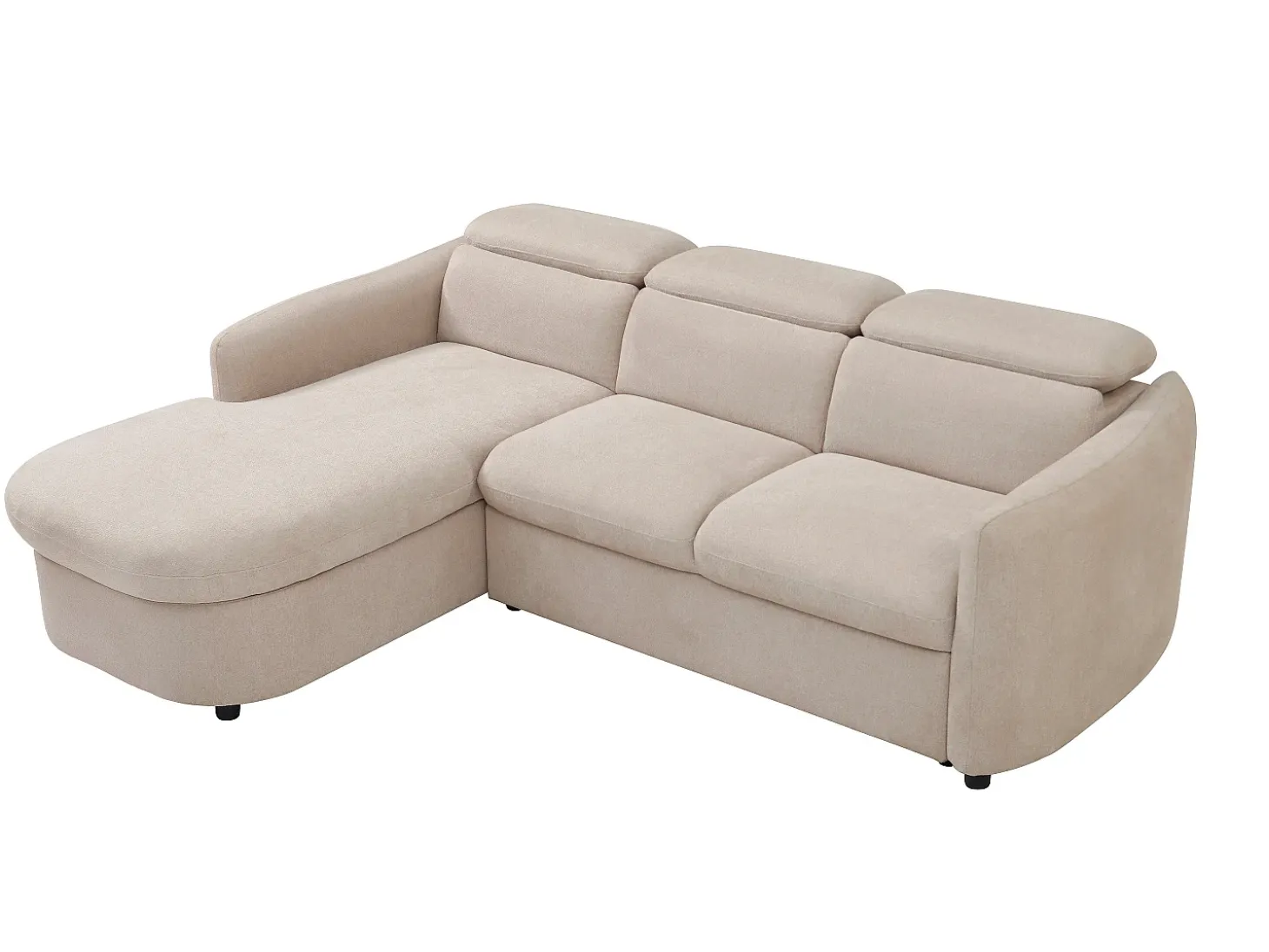 Sofá rinconera izquierda convertible de tela beige RAVIELA
