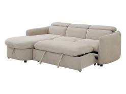 Sofá rinconera izquierda convertible de tela beige RAVIELA