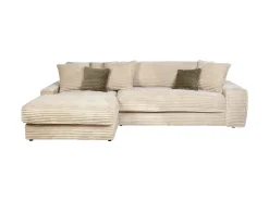 Sofá rinconera izquierda de pana beige CALAZO de Pascal Morabito