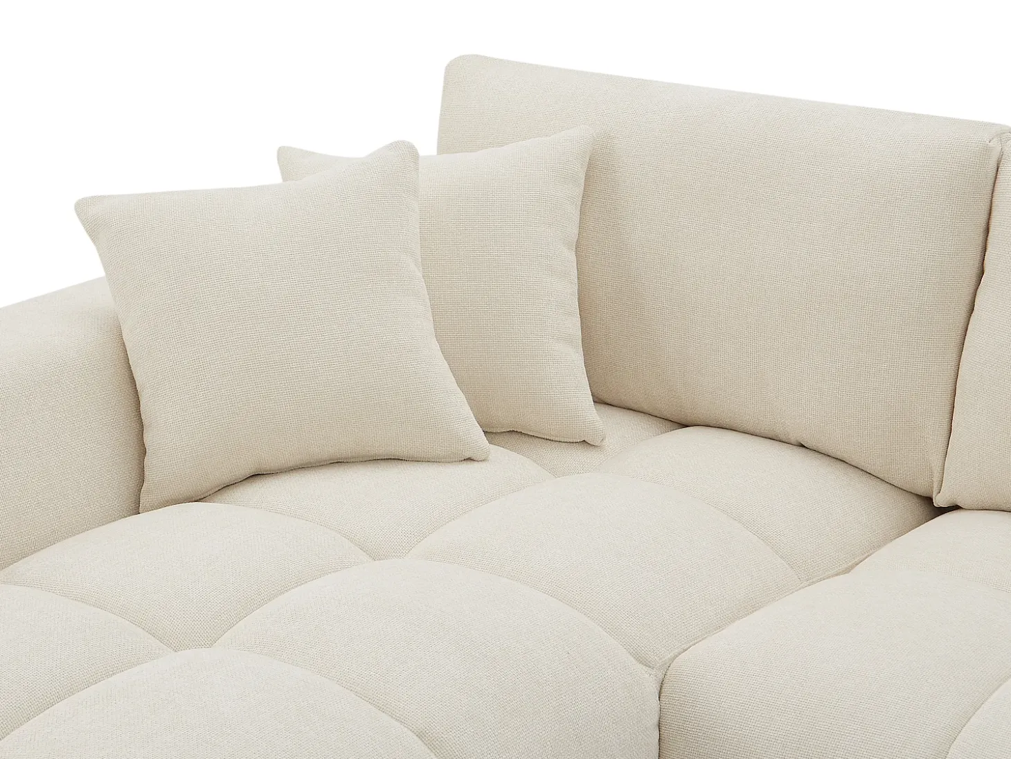 Sofá rinconera izquierda de tela color beige BERENIA