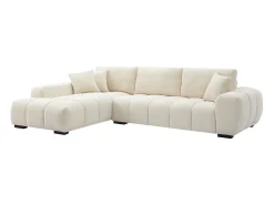Sofá rinconera izquierda de tela color beige BERENIA