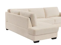 Sofá rinconera izquierda de pana beige MESETA