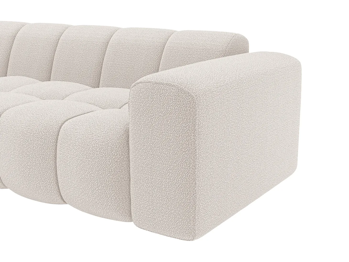 Sofá rinconera izquierda en chenilla beige CALESO de Maison Céphy