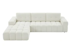 Sofá rinconera izquierda en tela bouclé blanco SOPELANA