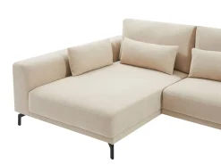 Sofá rinconera izquierda en tela texturizada beige 5 plazas TILANIA